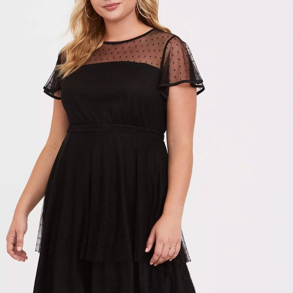 Torrid Black Illusion Mesh Skater Dress